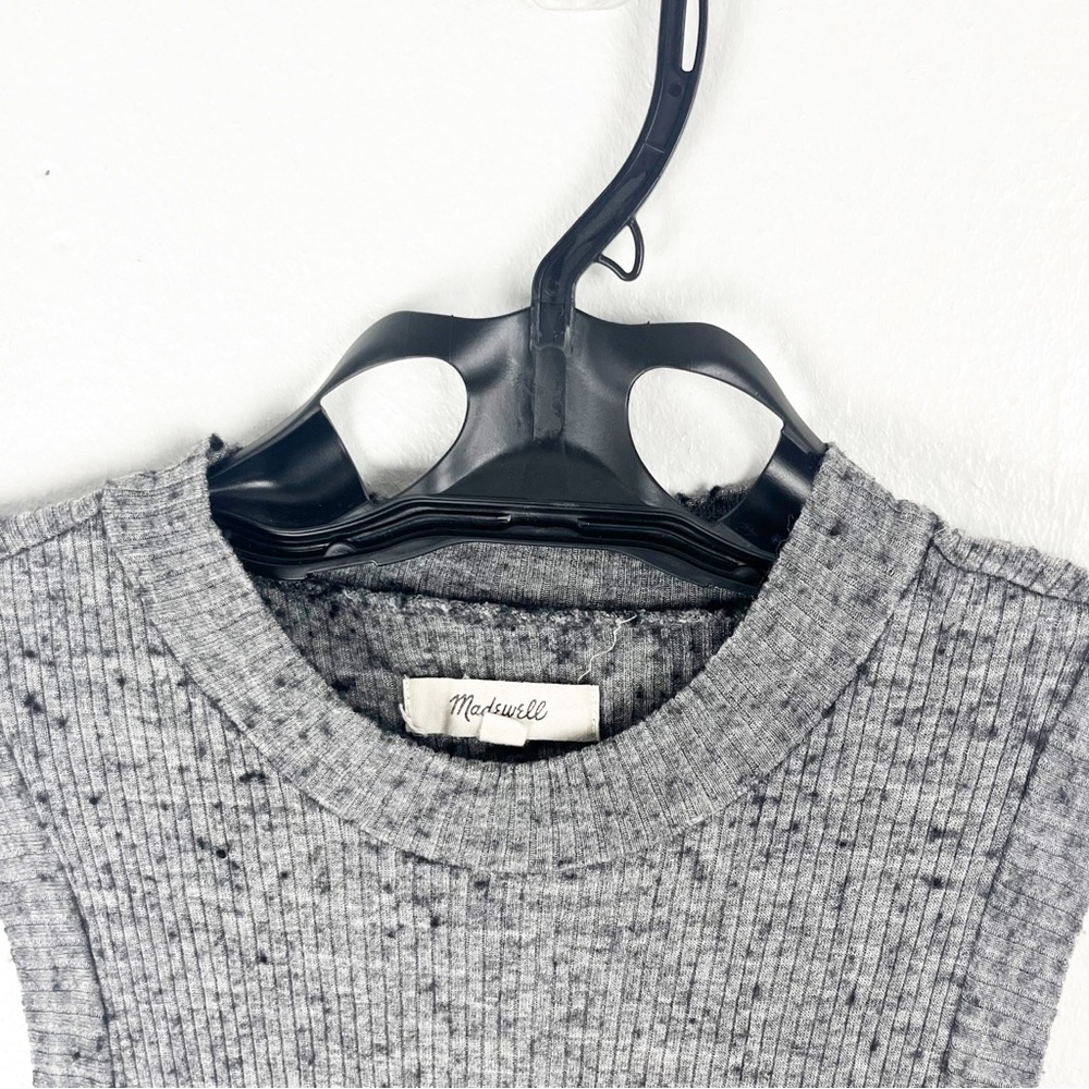 MADEWELL Gray Textured Wool Blend Mock Neck Side Splits Midi Dress, Size Medium - Picture 5 of 8